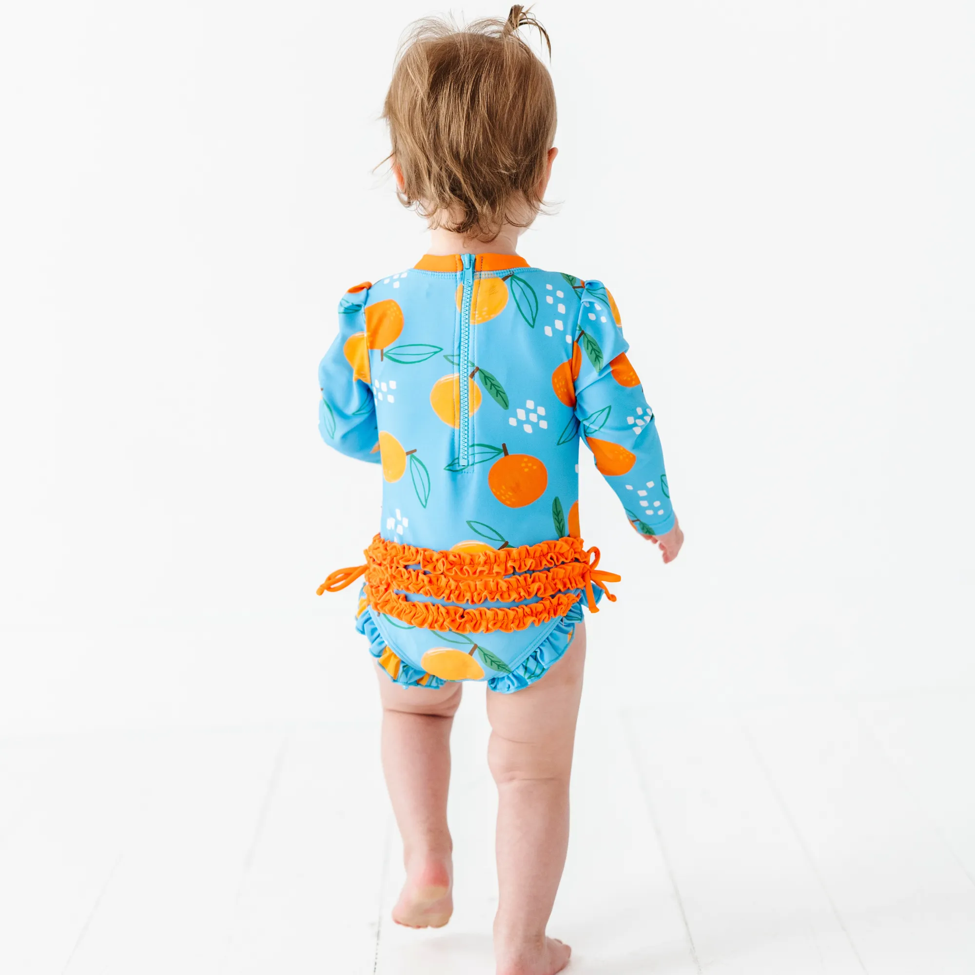 Be My Clementine Long Sleeve Ruffle Swimsuit