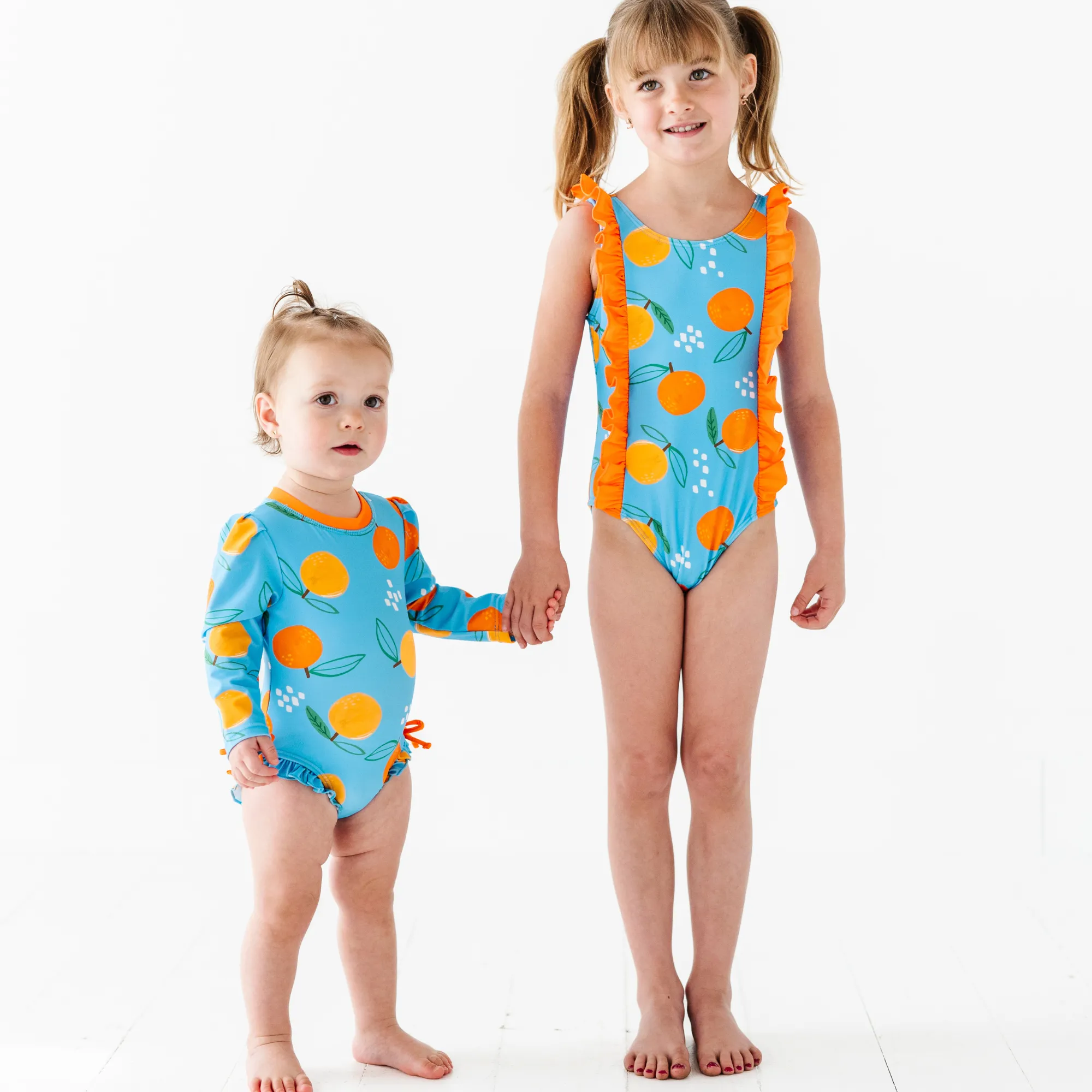 Be My Clementine Long Sleeve Ruffle Swimsuit