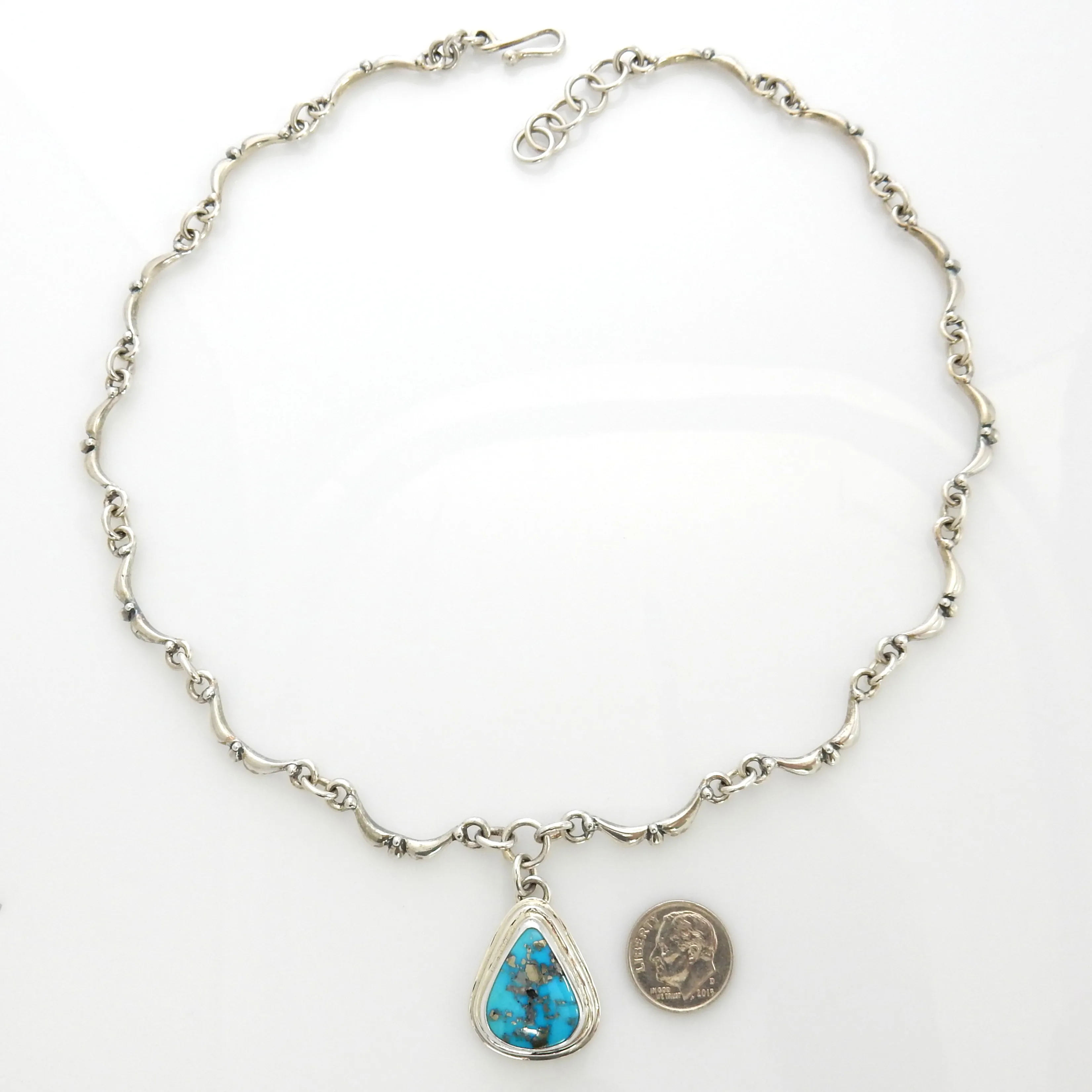 Beautiful Adjustable 19.5" Inch Handmade Sterling Silver Blue Kingman Turquoise Necklace