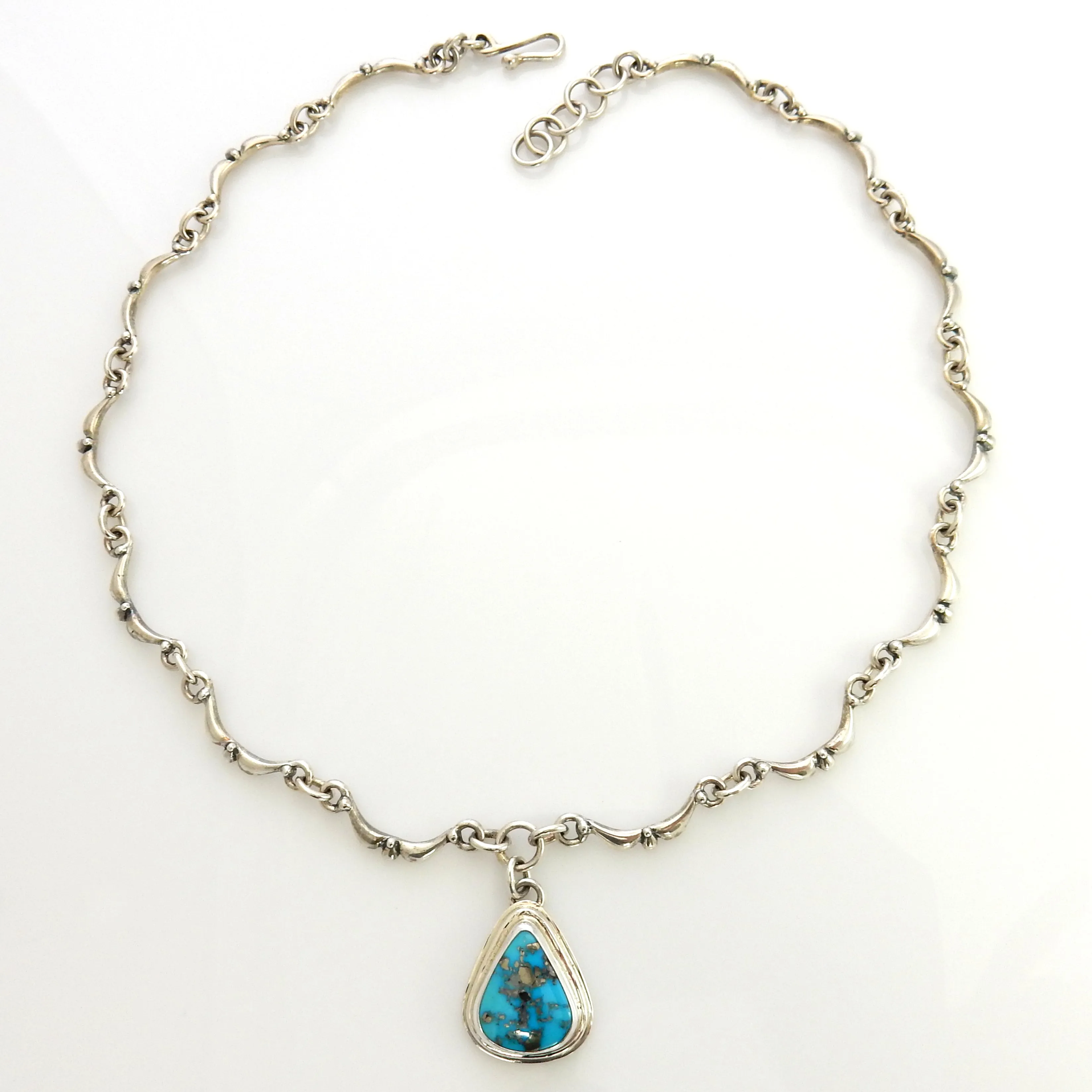 Beautiful Adjustable 19.5" Inch Handmade Sterling Silver Blue Kingman Turquoise Necklace