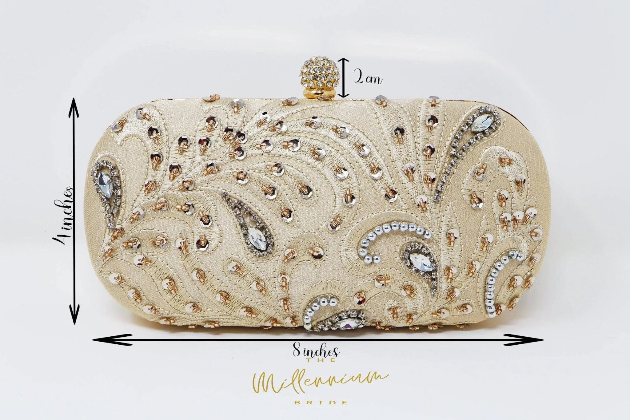 Beige Crystal Leaves and Beads Embroidered Wedding Clutch, Statement Bag, Evening Clutch, Wedding Clutch, Bridal Bag, Beige Cross Body Bag