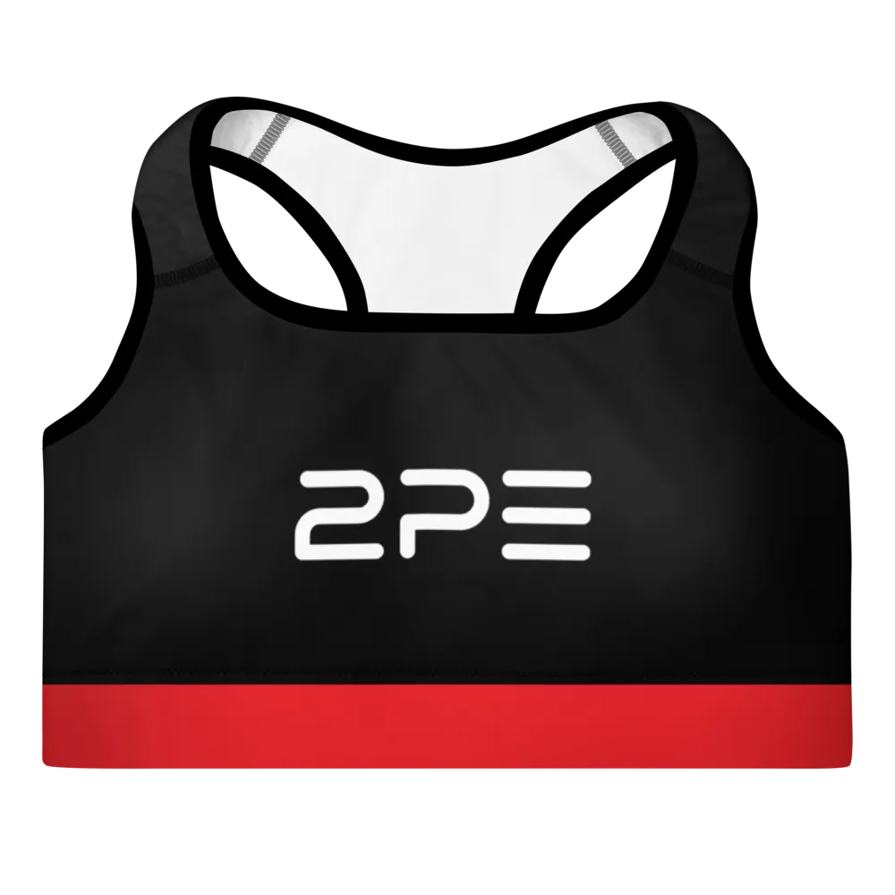 Black with Red  Padded Sports Bra