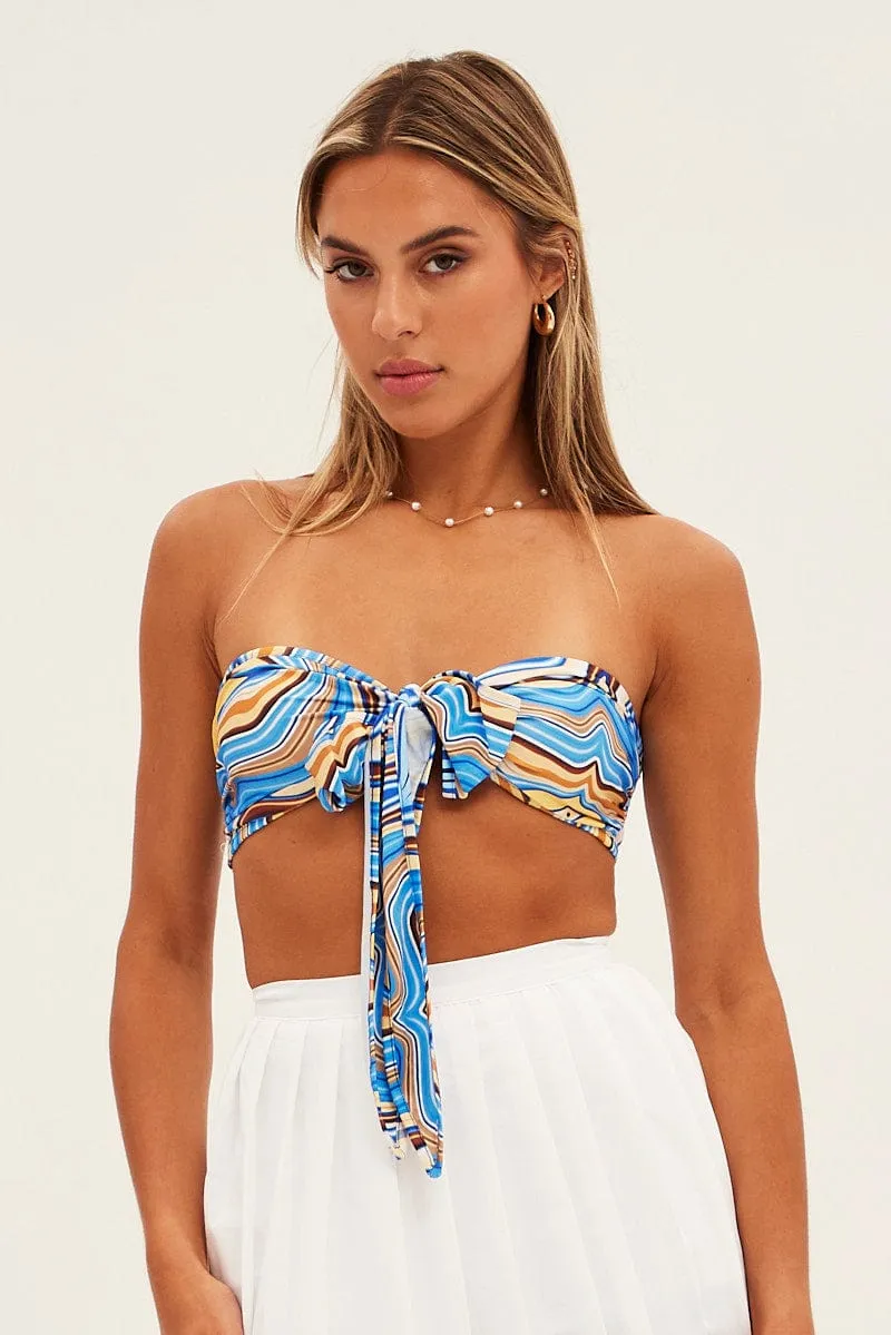 Blue Abstract Abstract Bandeau Top