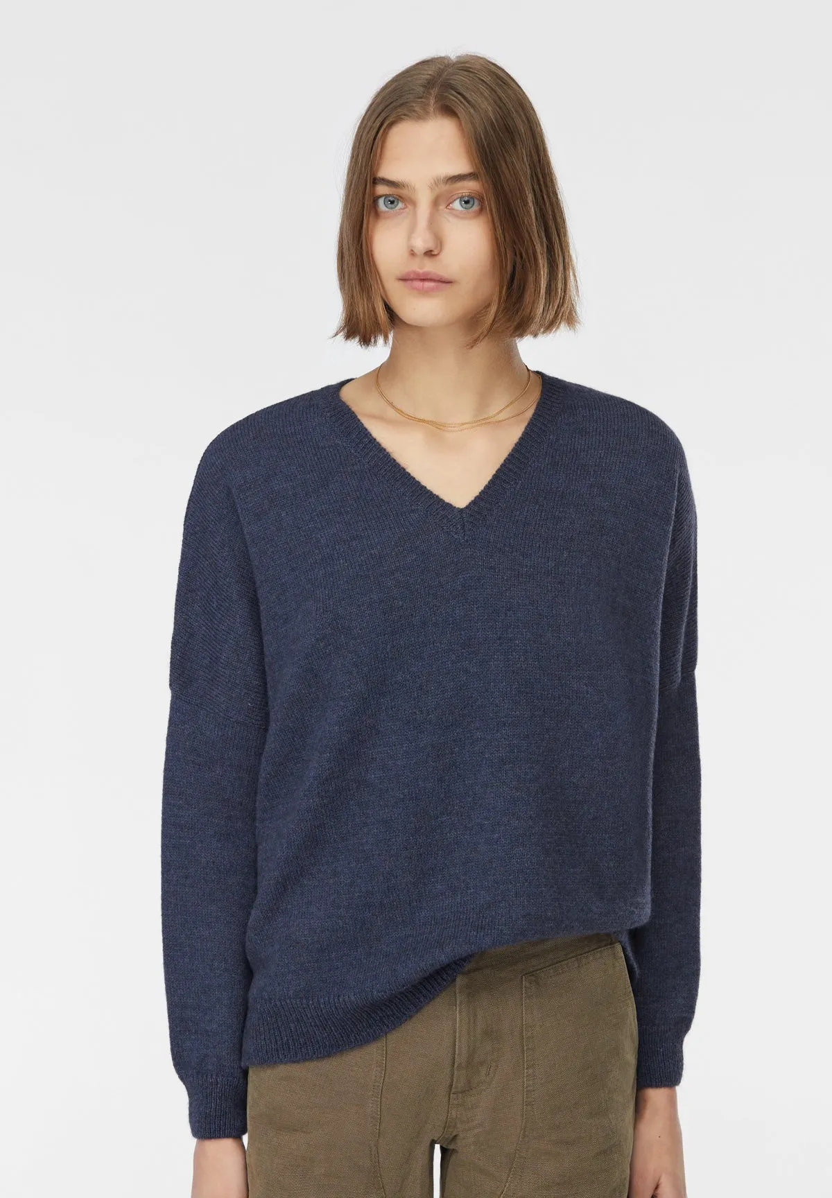 Blue Knit Troncoso V-Neck Pullover