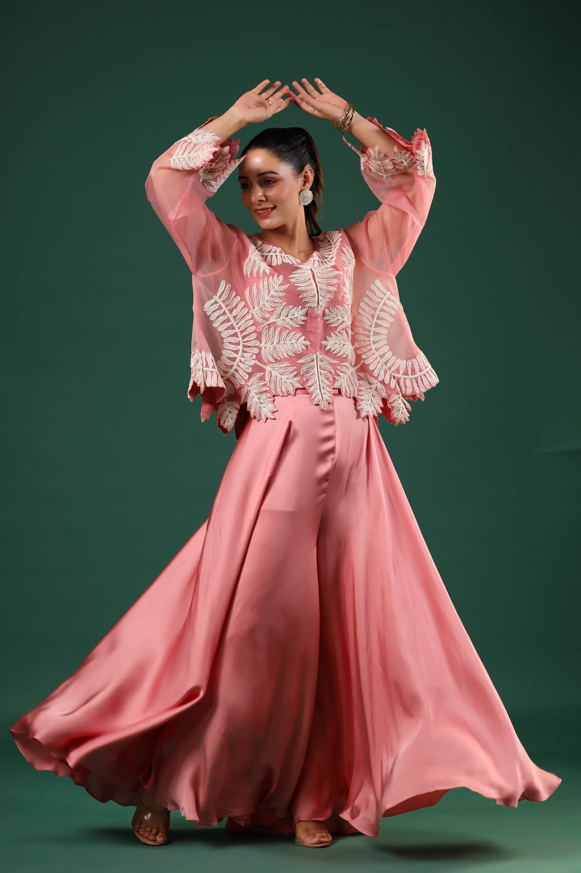 Blush Pink Organza Silk Palazzo Set