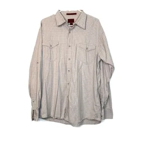 Born Mens Size L Beige Gray Plaid Button-Up Shirt L/s