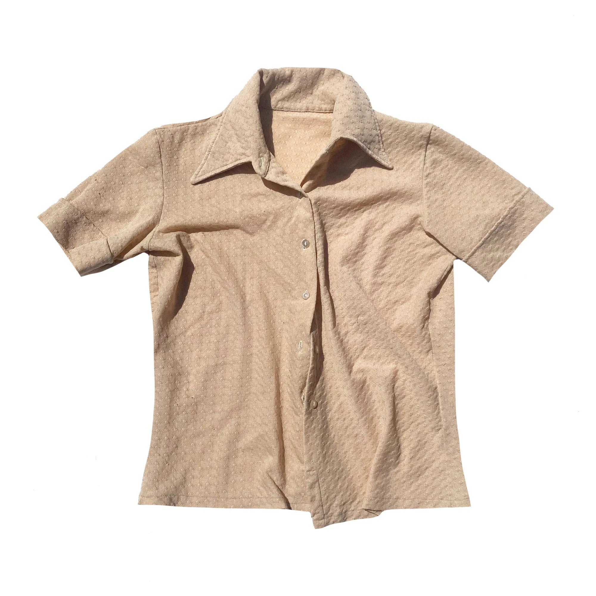 Button Up Neutral Secondhand Short Sleeved Shirt