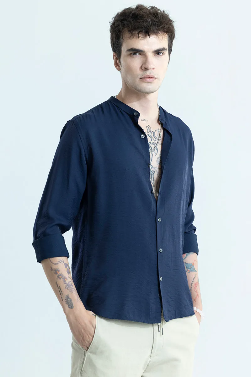 Calista Navy Mandarin Shirt