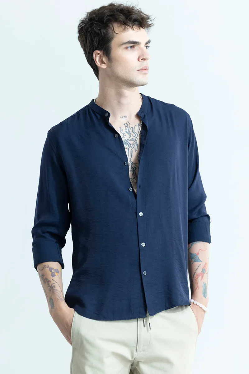 Calista Navy Mandarin Shirt