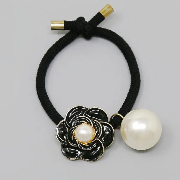 Camelia Flower & Pearl Hair Tie