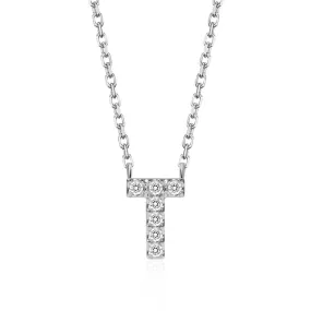 Classic Pavé Initial T Pendant Necklace