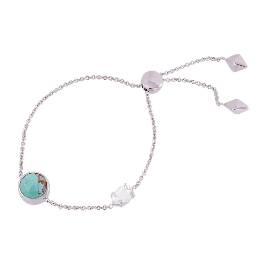 Constellation Round Turquoise and Herkimer Bolo Bracelet