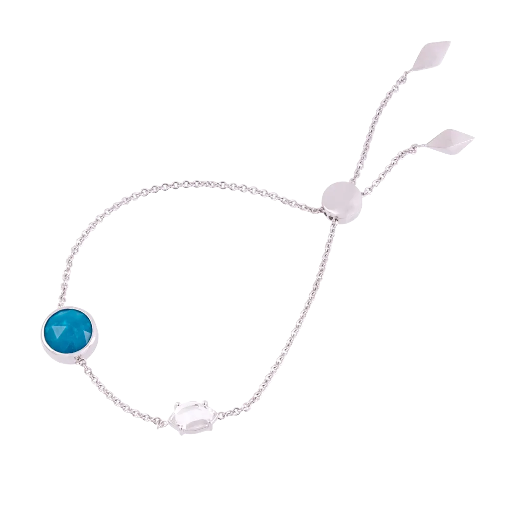 Constellation Round Turquoise and Herkimer Bolo Bracelet