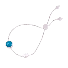 Constellation Round Turquoise and Herkimer Bolo Bracelet