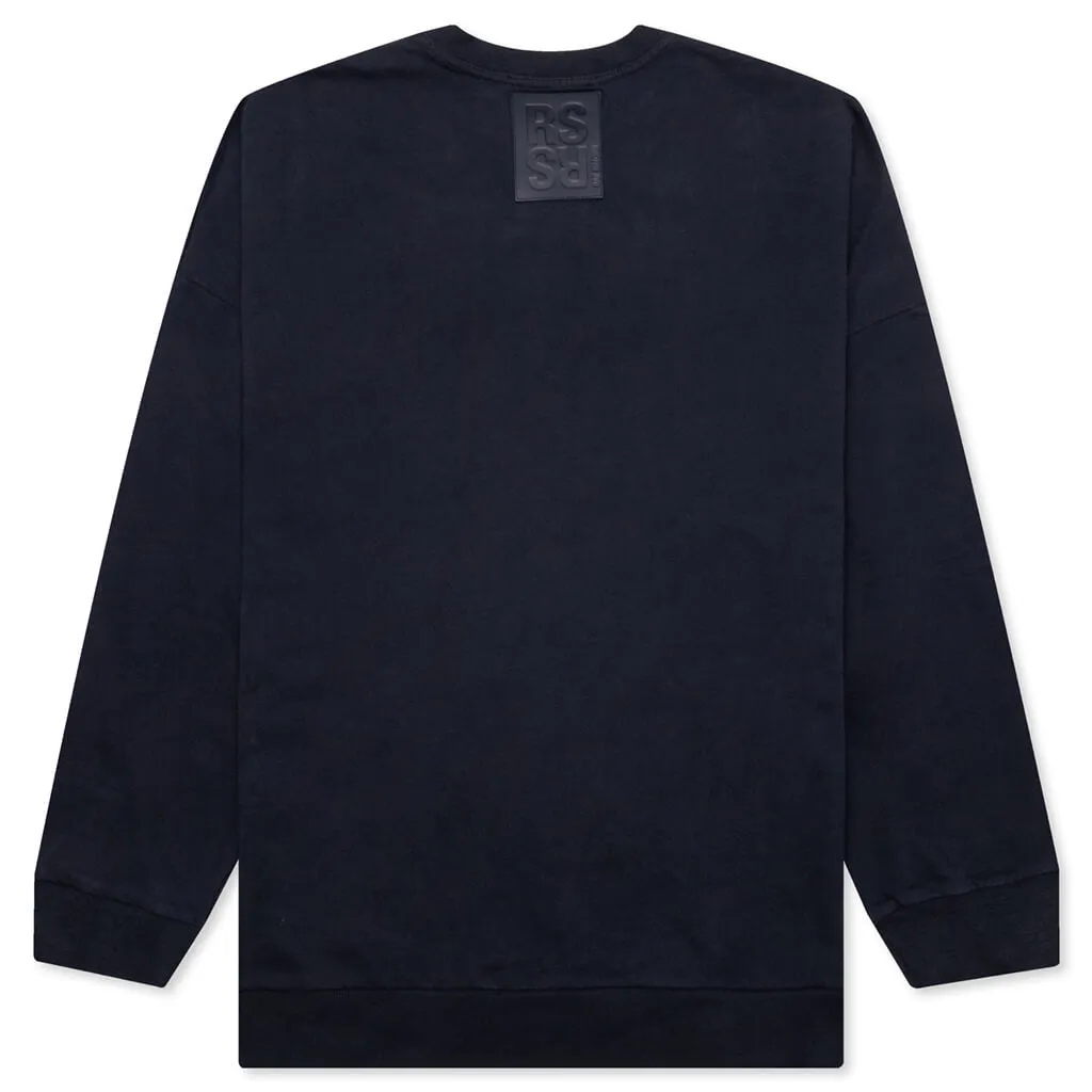 Crewneck Sweater w/ R Print - Dark Navy