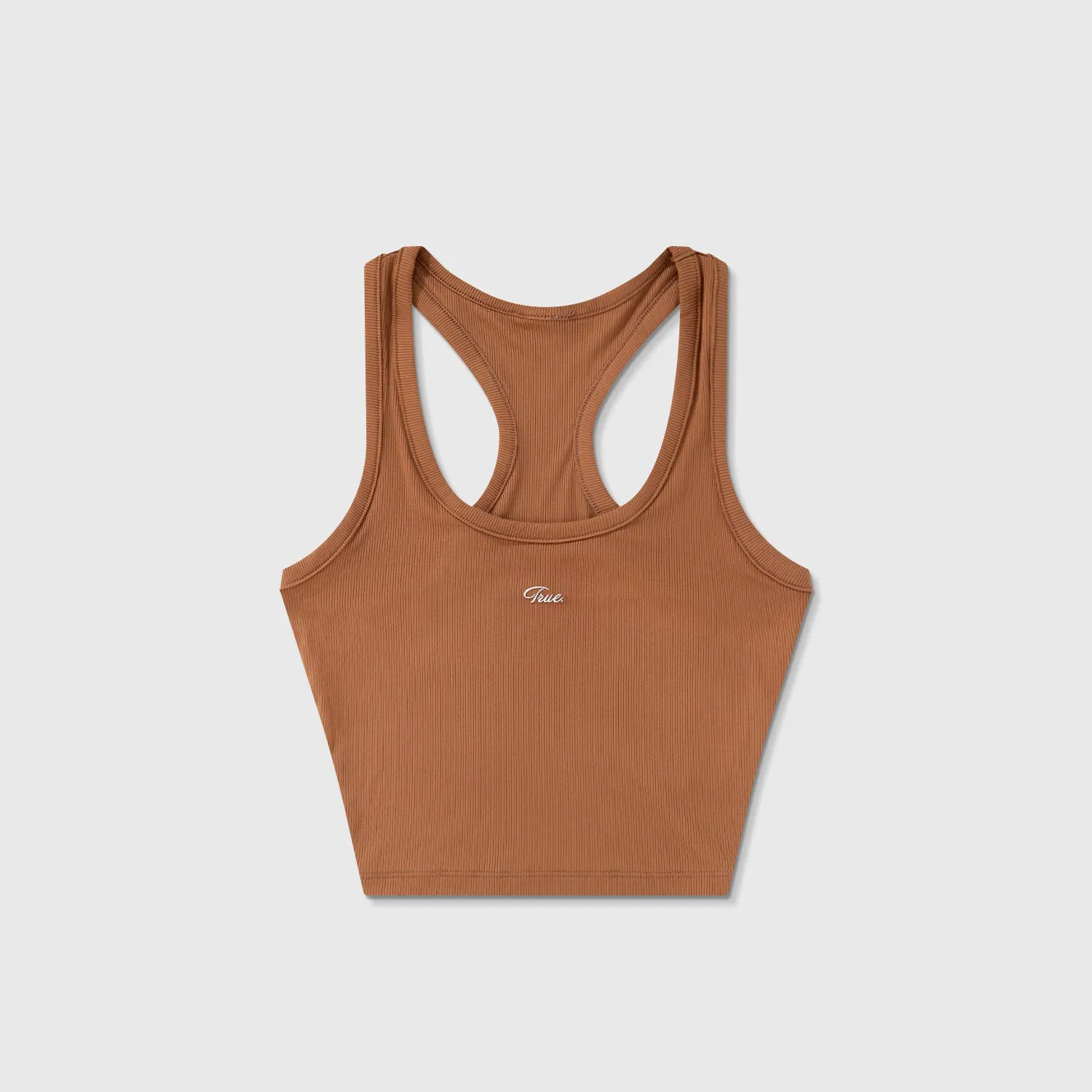 Curvy Ribbed Tank Top - Brown