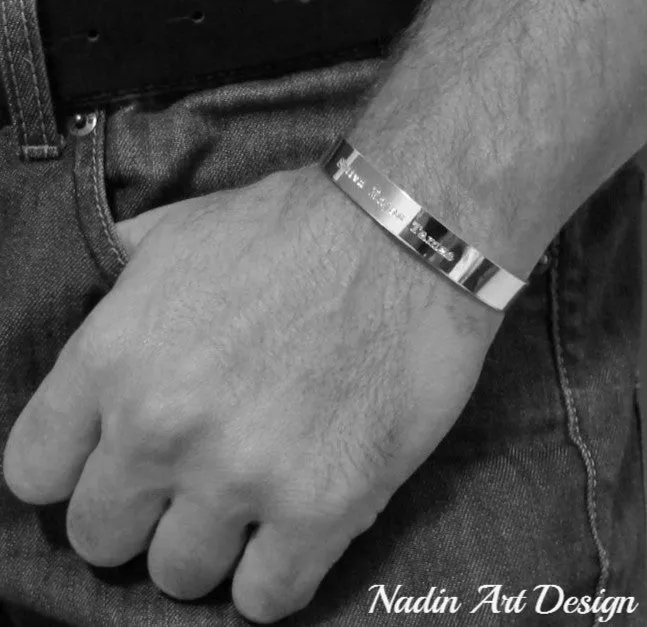 Custom Engraved Text Cuff for Men