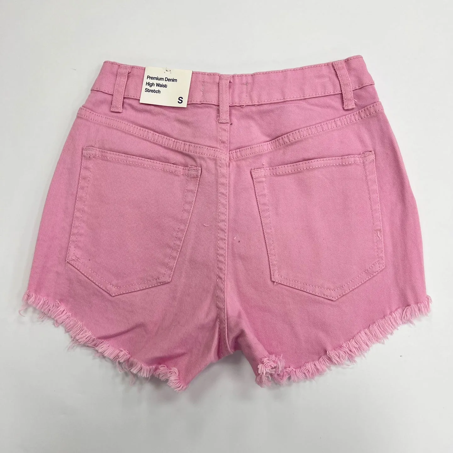 Denim High Waist Frayed Hem Shorts