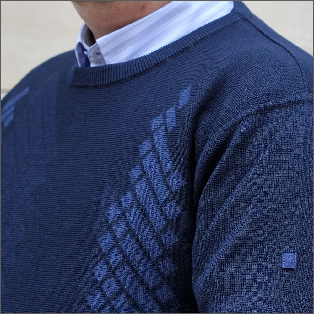 DG's Navy Pattern Crew Neck<>