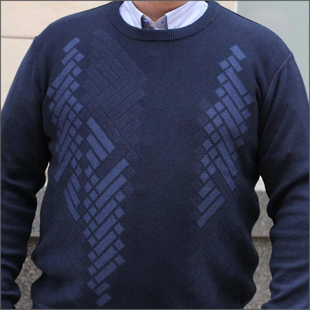 DG's Navy Pattern Crew Neck<>