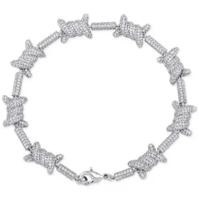 Diamond Barb Wire Bracelet in White Gold