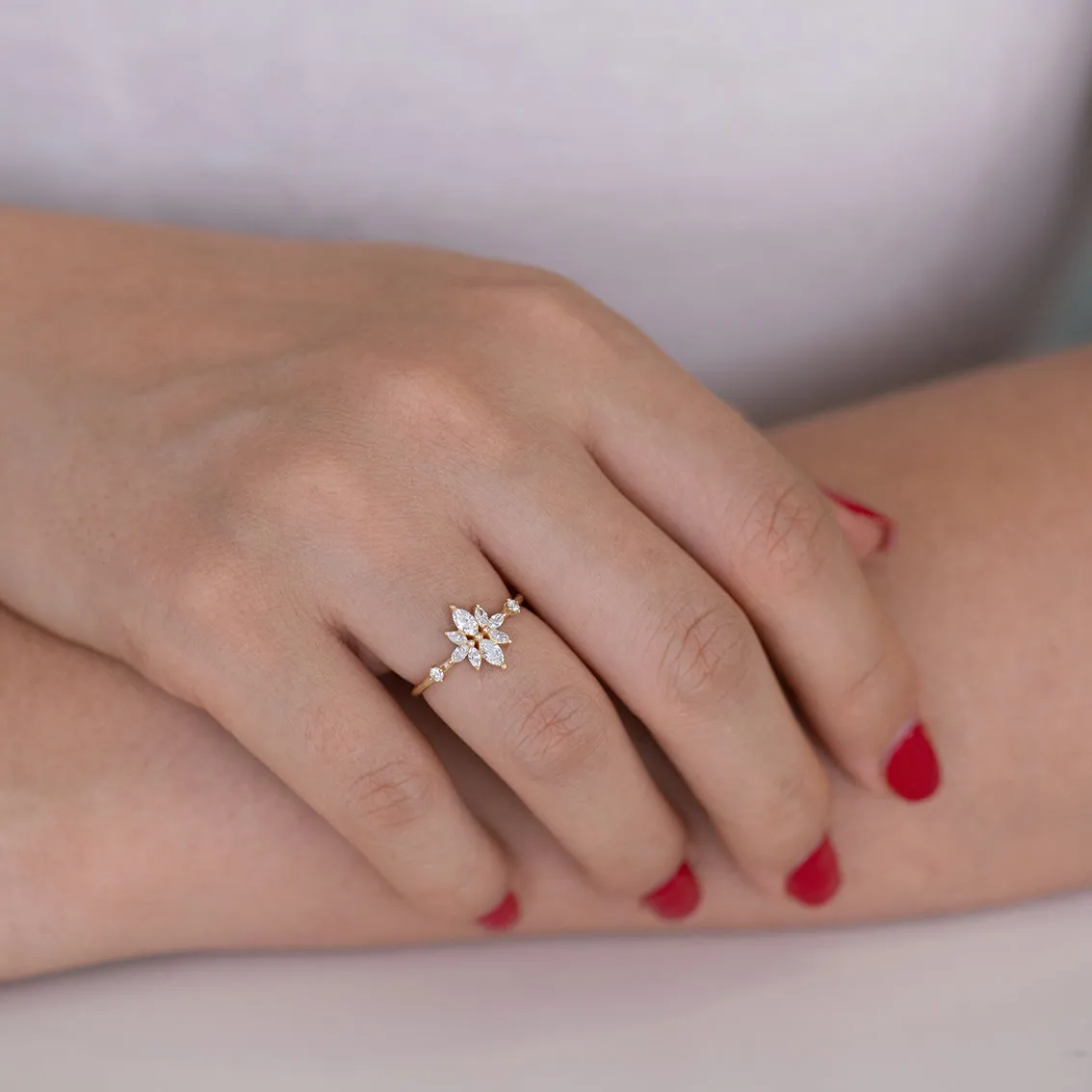 Diamond Flower Cluster Ring