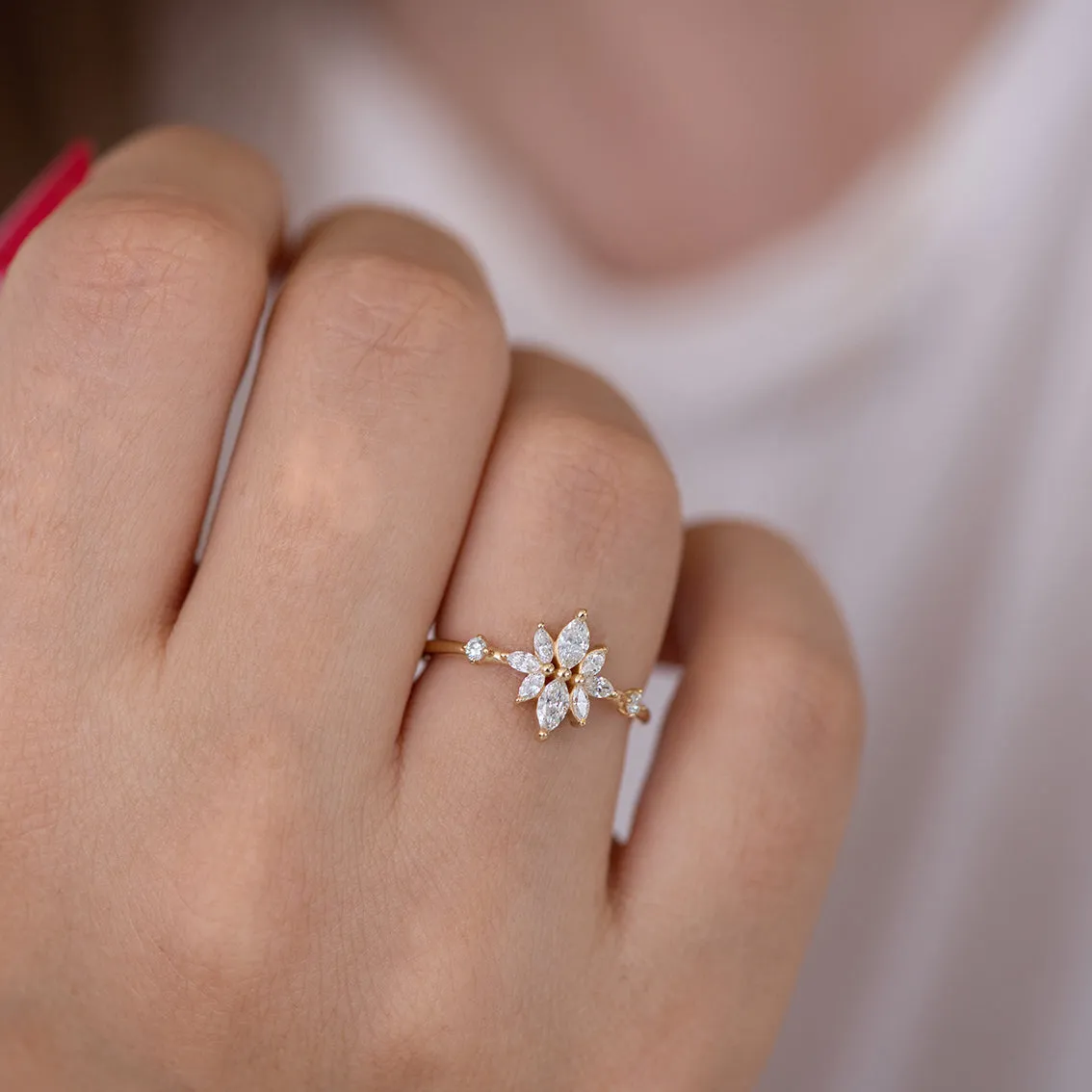 Diamond Flower Cluster Ring