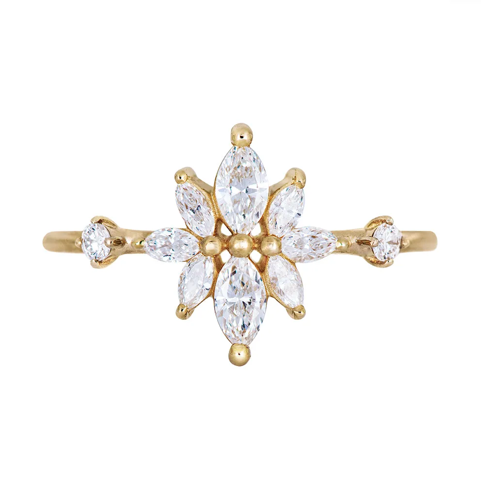 Diamond Flower Cluster Ring