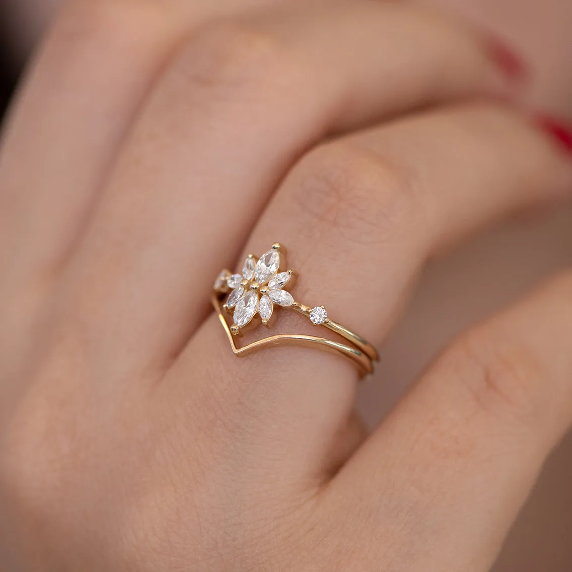 Diamond Flower Cluster Ring