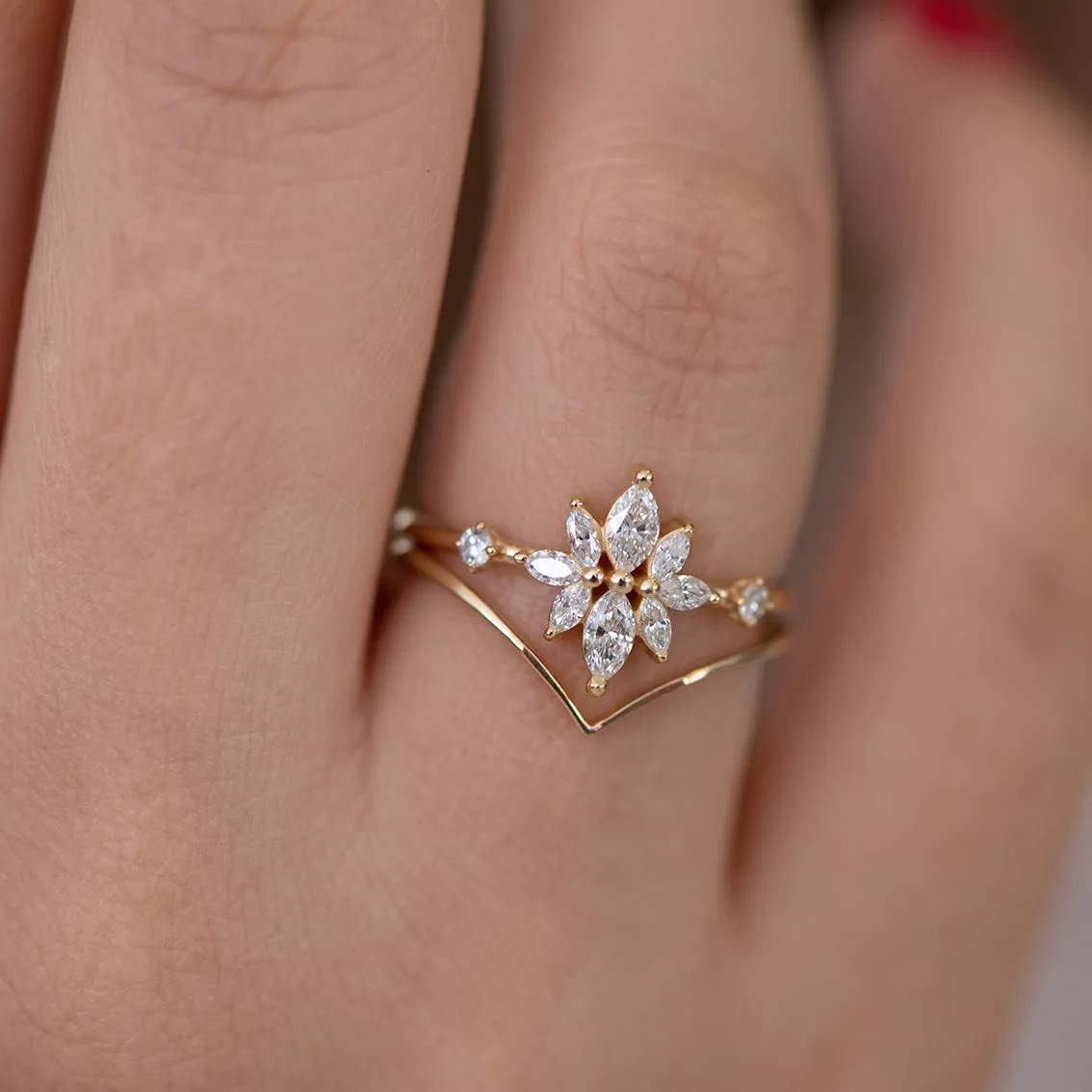 Diamond Flower Cluster Ring