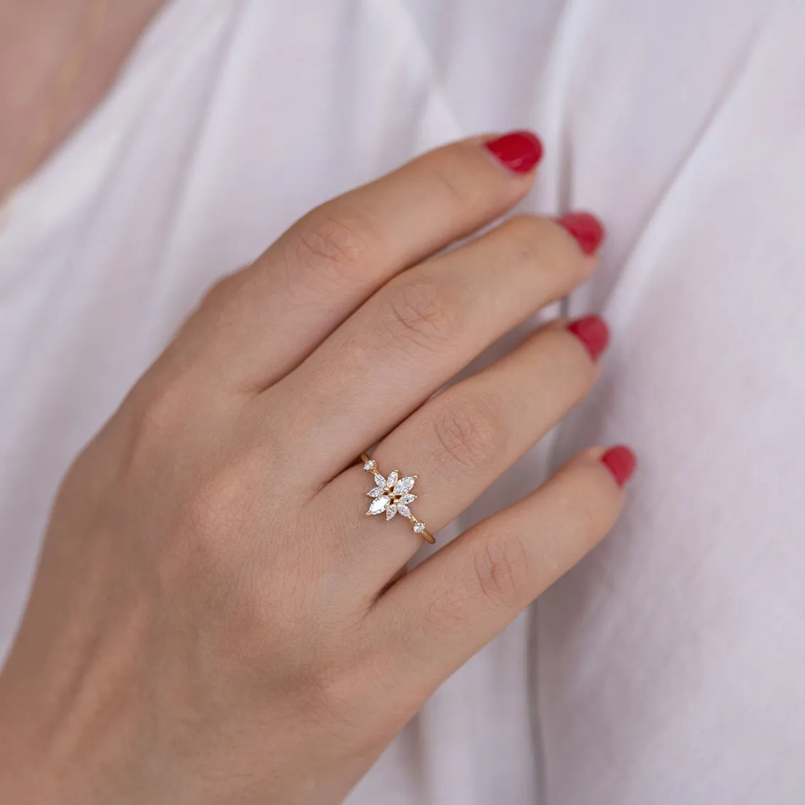 Diamond Flower Cluster Ring