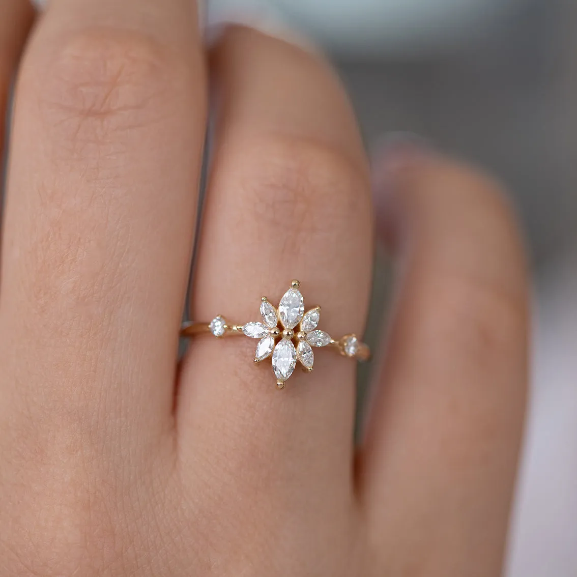 Diamond Flower Cluster Ring