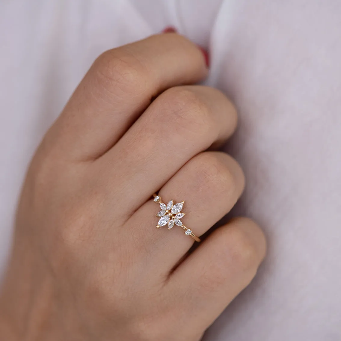 Diamond Flower Cluster Ring