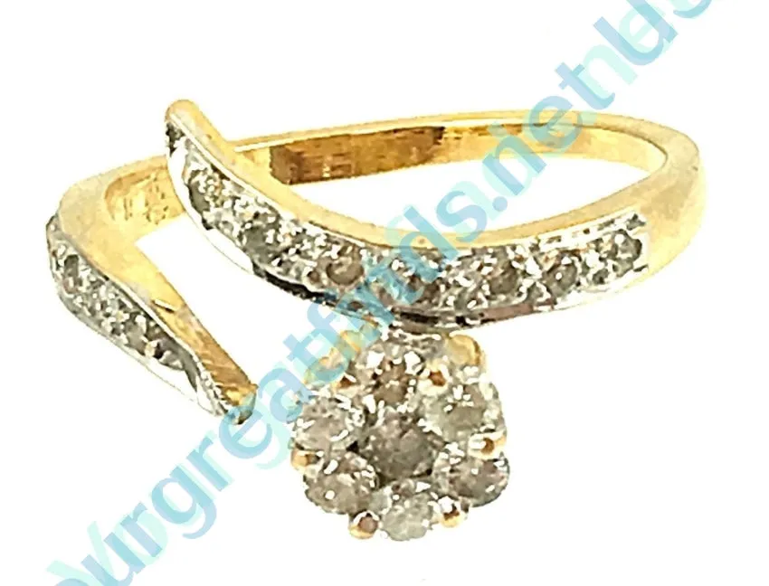 Diamond Flower Ring 14k Gold Size: 8