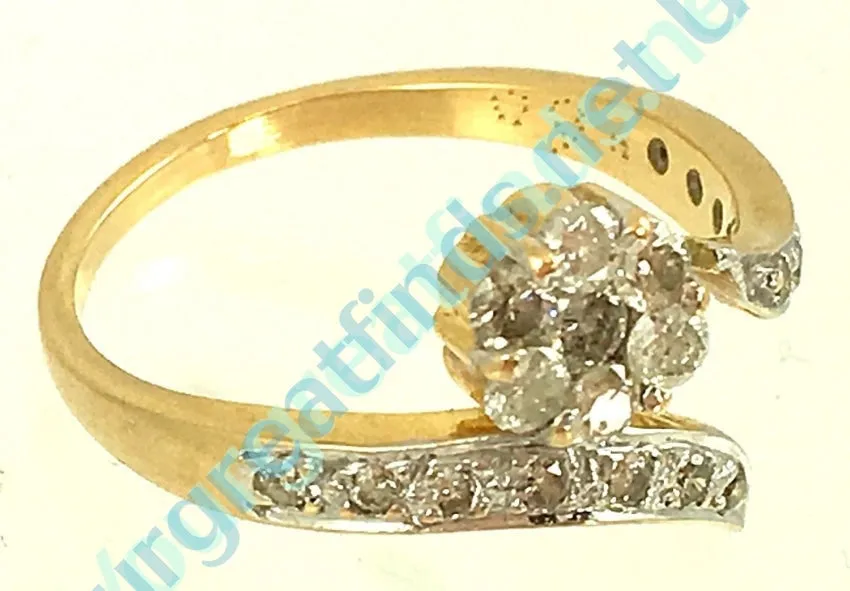 Diamond Flower Ring 14k Gold Size: 8