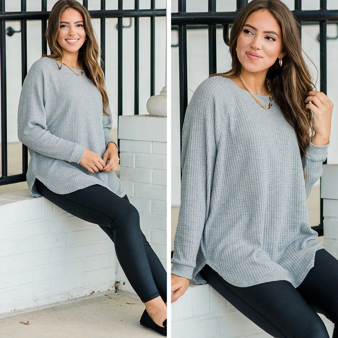 Easy Like Sunday Gray Waffle Tunic