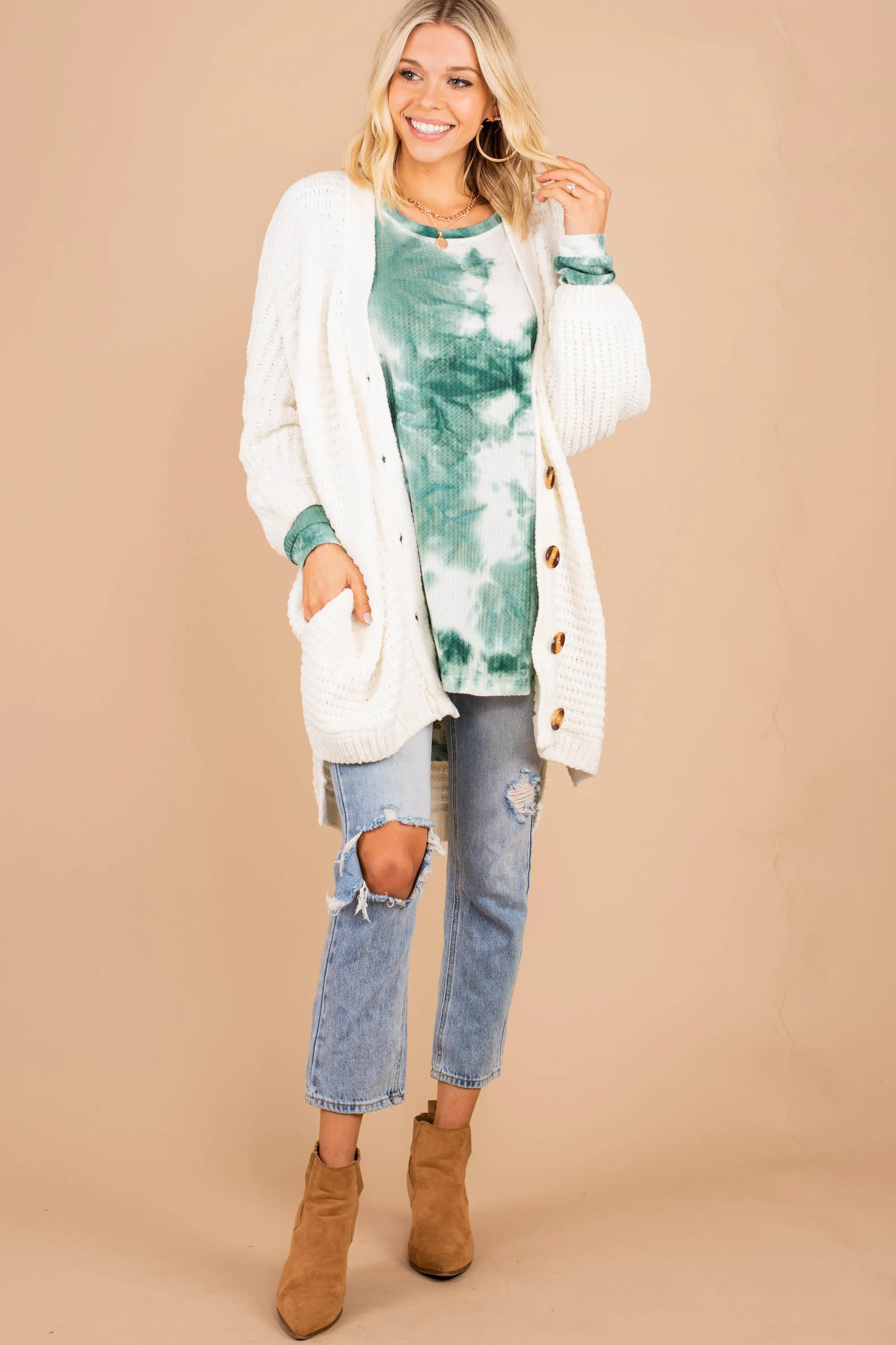 Easy Like Sunday Olive Green Tie Dye Tunic