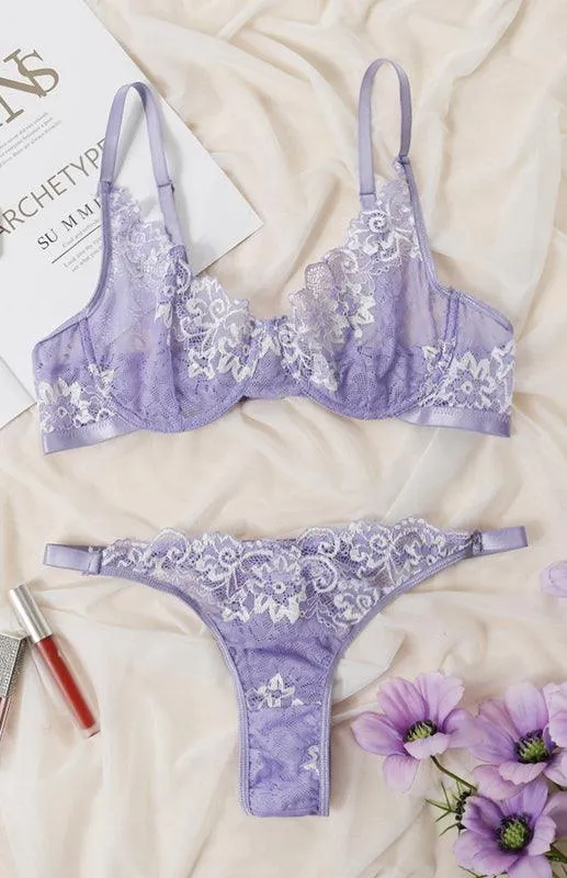 Embroidered Lace Women Lingerie Set