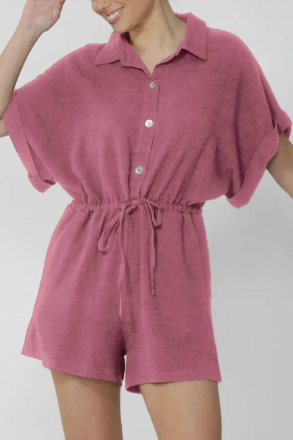 Erica Hibiscus Pink Short Jumpsuit