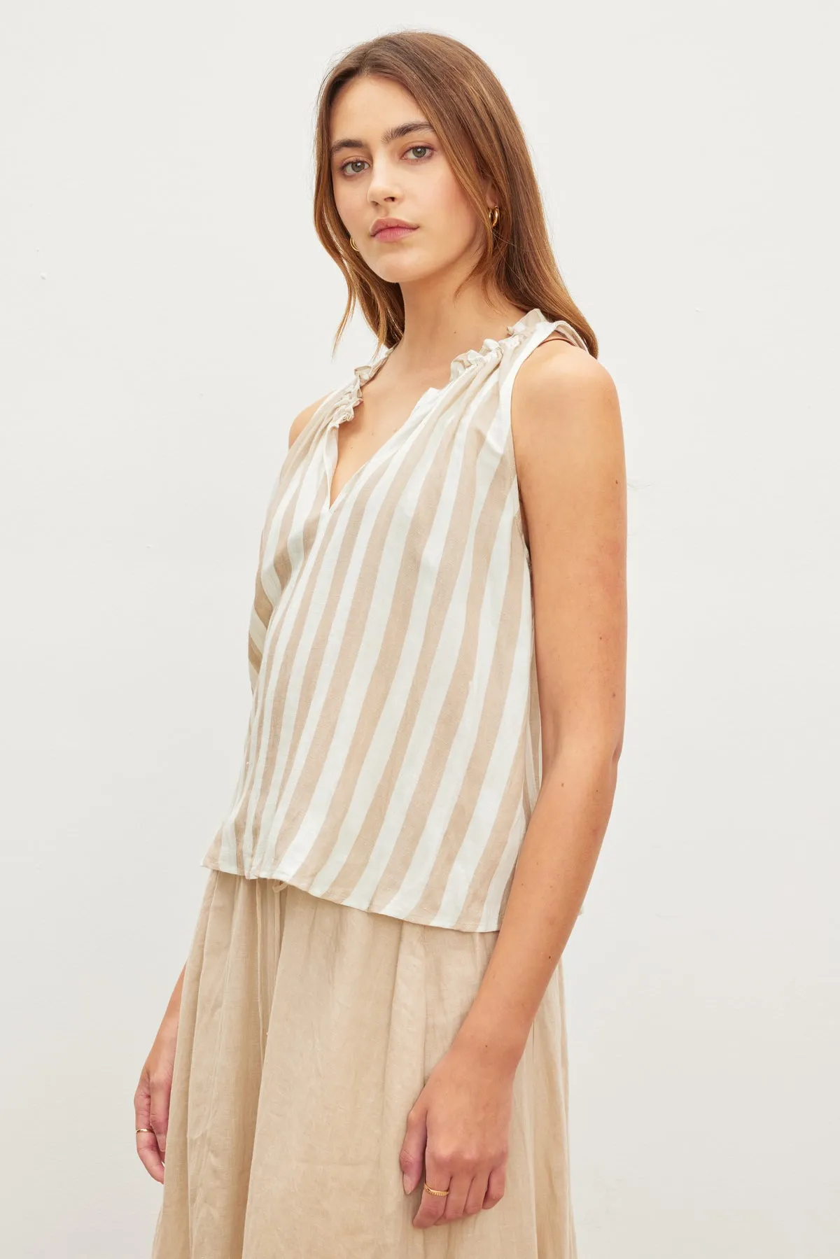 ERICA STRIPE LINEN TANK - VELVET