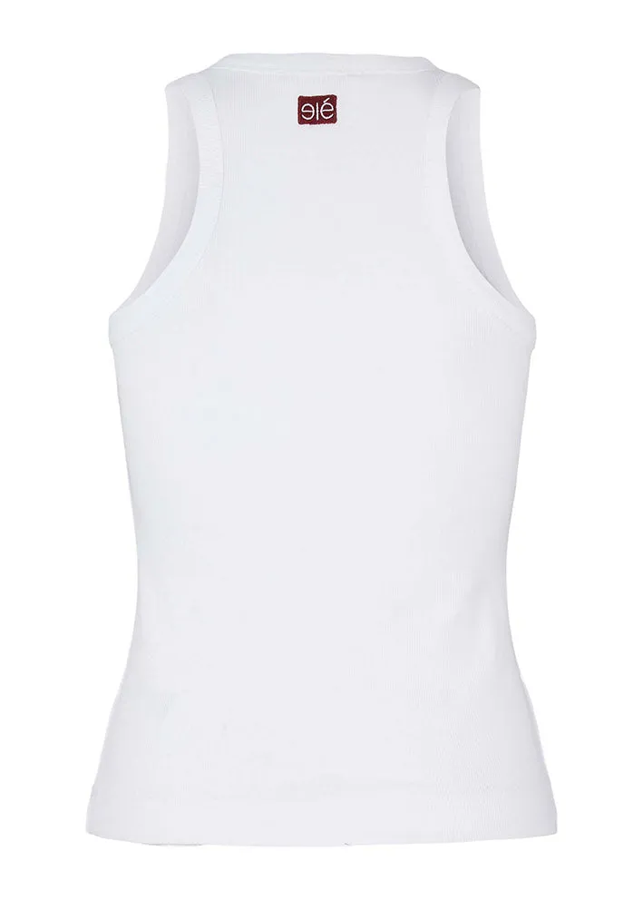 Esmé Studios Blossom Racerback Rib Tank Top - White