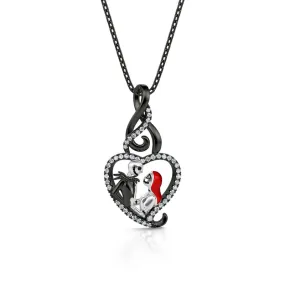 Everlasting Love Skull Couple Sterling Silver Necklace