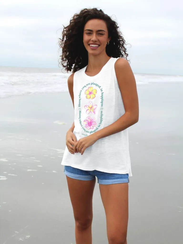 Floral Bliss Tank Top - Bloom Where You Are Planted in Happiness