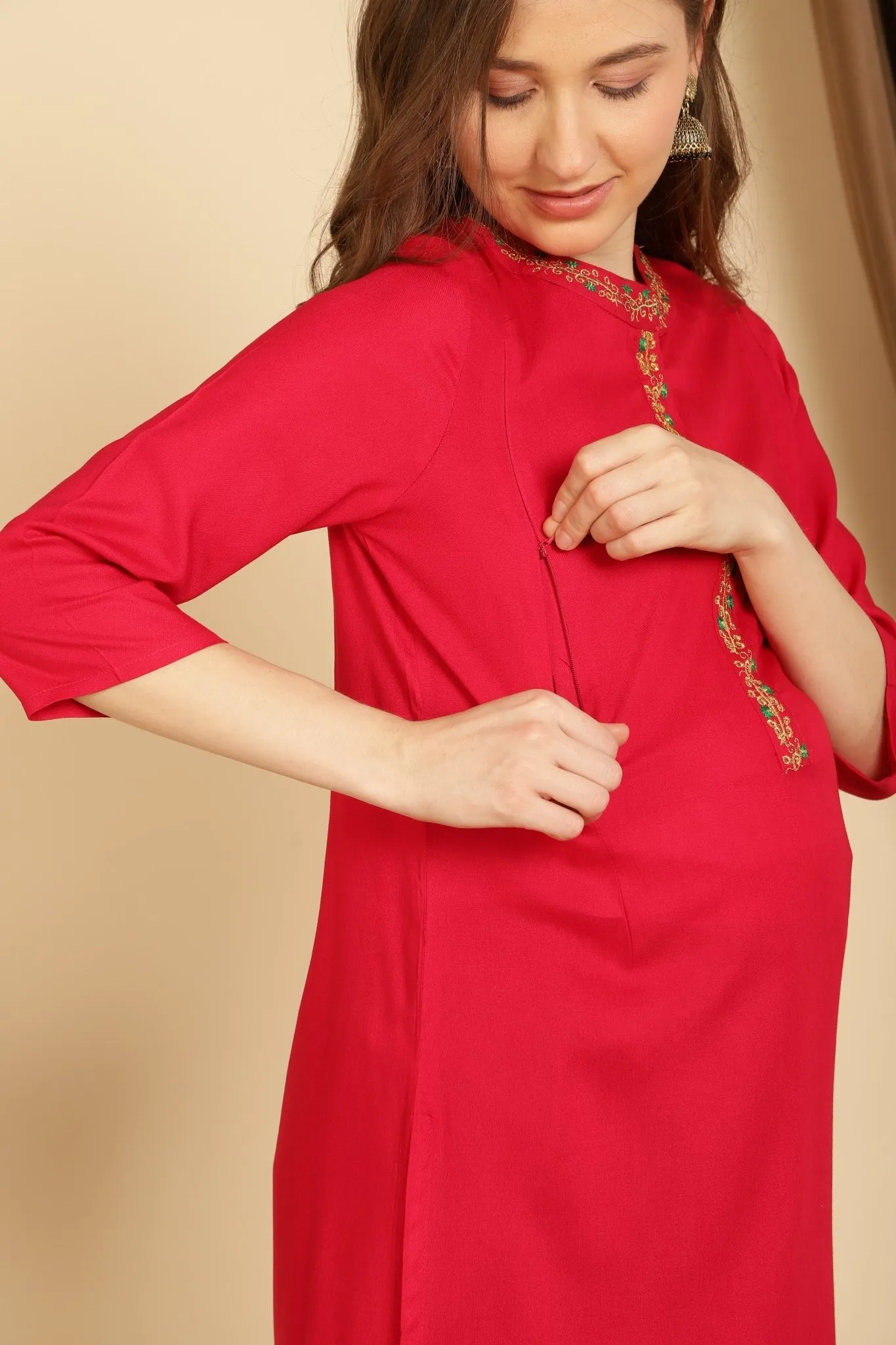 Fuschcia pink maternity feeding kurti