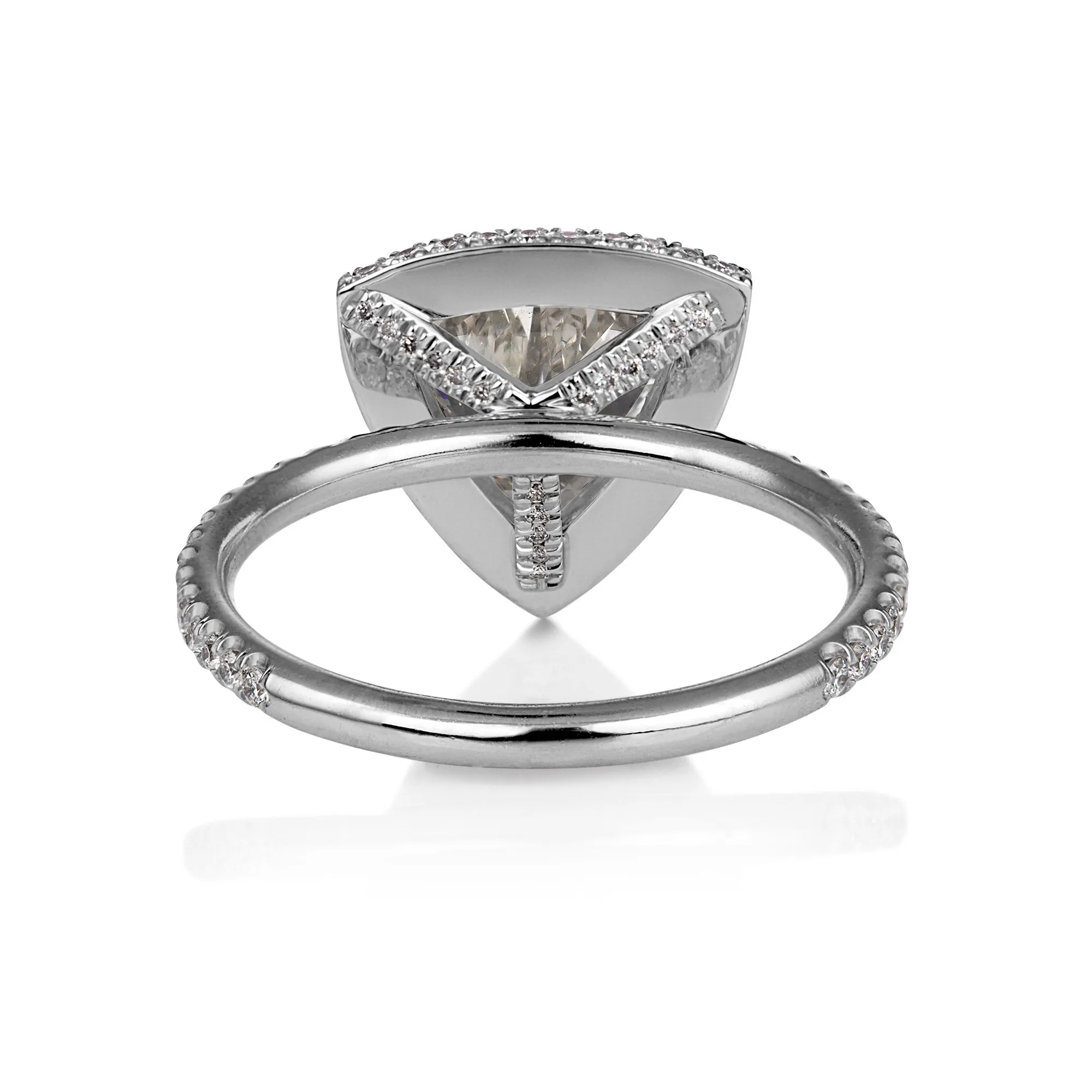 GIA 2.04ctw Trillion Diamond Engagement Double Edge Halo Pave Platinum Ring