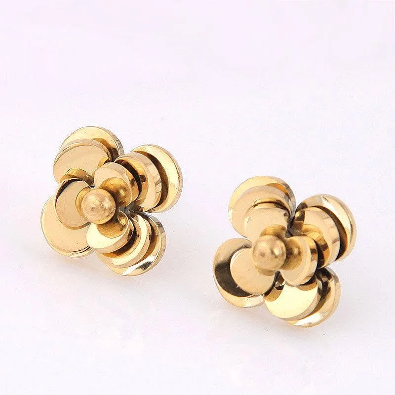 Gold Flower Post Earrings