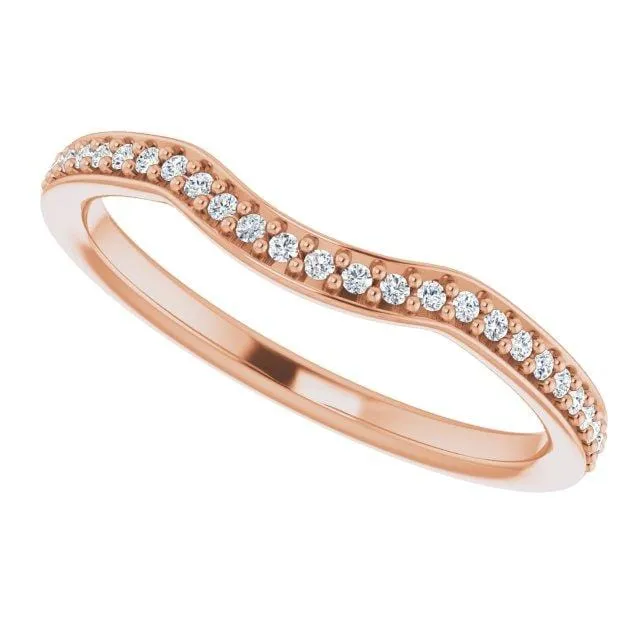 Half Eternity Diamond Micro Pave Contoured Wedding Ring Band