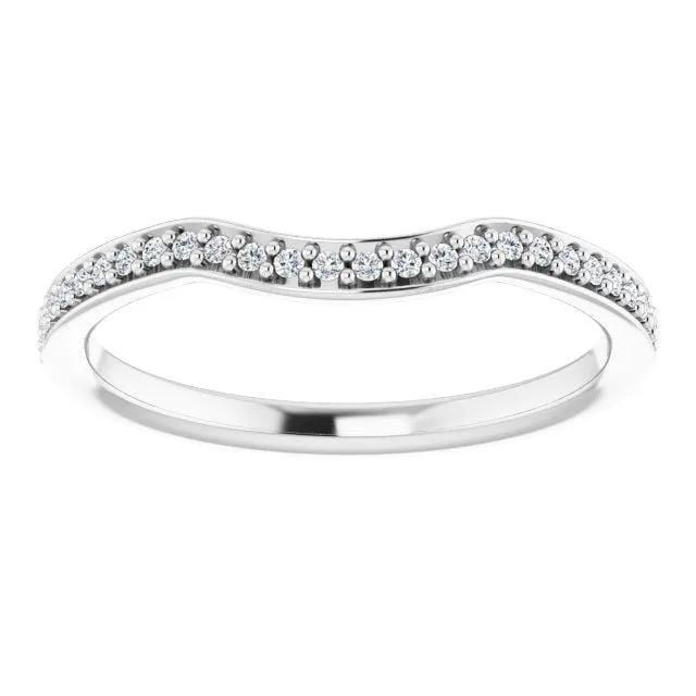 Half Eternity Diamond Micro Pave Contoured Wedding Ring Band