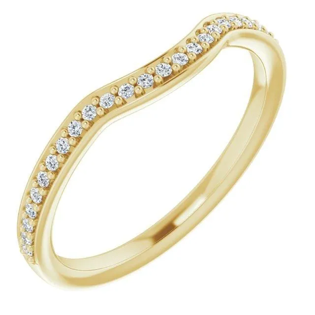 Half Eternity Diamond Micro Pave Contoured Wedding Ring Band