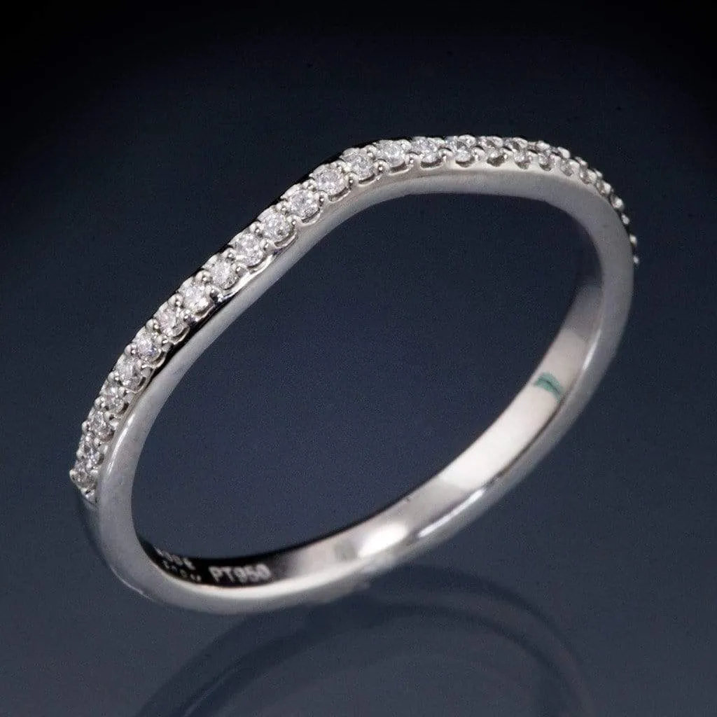 Half Eternity Diamond Micro Pave Contoured Wedding Ring Band